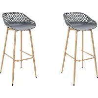 Home Deco Factory Lot de 2 Tabourets - - Malaga - Contemporains - Gris et marron