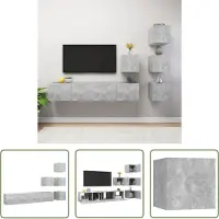 The Living Store Ensemble de 6 meubles TV gris béton en bois composite
