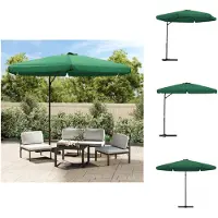 vidaXL Parasol avec mât en acier 300 cm Vert - Parasols & ombrelles