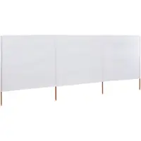 Syfax Paravent 3 panneaux Tissu 400 x 160 cm Blanc sable