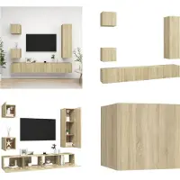 vidaXL 5 pcs. Armoire TV Sonoma chêne bois composite - Ensemble d'armoires TV - Ensembles d'armoires TV - Ensembles d'armoires TV suspendues