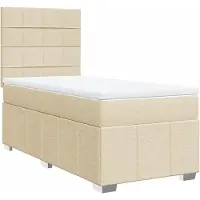 Syfax Sommier à lattes de lit avec matelas Crème 90x200 cm Tissu