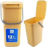 Kadax Poubelle avec couvercle et poignée, Poubelle en plastique, Poubelle pour le tri des déchets (jaune, 12L)