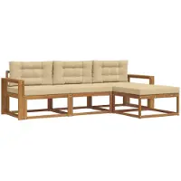 vidaXL Ensemble de canapés d'extérieur avec coussins 4 pièces Nature et Beige