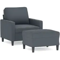 vidaXL Fauteuil avec pouf gris foncé 60 cm velours