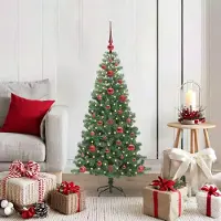 vidaXL Meuble Arbre de Noël 150 LED avec support Vert 120 cm PVC - 3929224