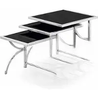 Xl Moebel Gmbh Table basse en acier inoxydable Design 3x table basse canapé journal table brillant nouveau