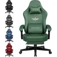 GTPLAYER Chaise de jeu Tissu Chaise de jeu ergonomique Chaise de bureau PC, Chaise de bureau réglable et pivotante avec repose-pieds, Vert