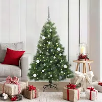 vidaXL Meubles Arbre de Noël artificiel avec 150 LEDs Vert 150 cm PE et PVC - 7659825