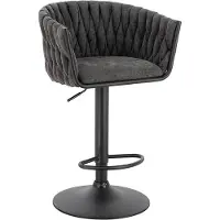 HOME DELUXE Tabouret de bar SAMIR – Gris foncé, tissé, réglable en hauteur (lot de 8) | Tabouret de bar moderne avec revêtement en tissu et repose-pieds