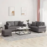 Prolenta Maison Exclusive - Ensemble de canapés 3 pièces avec coussins, en similicuir gris