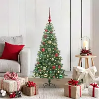 vidaXL Meuble Arbre de Noël 150 LED avec support Vert 120 cm PVC - 3585201