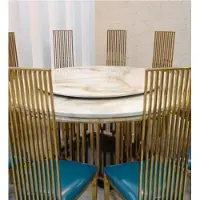 Xl Moebel Gmbh Luxe Table ronde Tables rondes Meubles en acier inoxydable Design Salle à manger Tables Nouveau