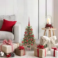 vidaXL Meuble Arbre de Noël avec 150 LED avec support Vert 65 cm PE - 2898866