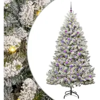 Syfax Sapin de Noël artificiel Vert et blanc 210 cm PVC et métal