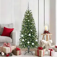 vidaXL Meubles Arbre de Noël artificiel avec 150 LEDs Vert 150 cm PE et PVC - 4113876