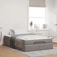 vidaXL Style élégant Cadre de lit avec sommier à lattes et matelas Taupe 120 x 190 cm Tissu DE4502617