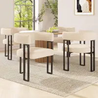 Flieks lot de 4 chaises de salle à manger, chaise de salle à manger en peau d'agneau, chaise de cuisine rembourrée avec dossier, beige