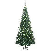 Prolenta Maison Exclusive - Sapin de Noël artificiel avec guirlande lumineuse et boules, 240 cm, vert