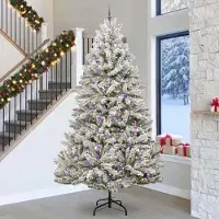 vidaXL Meubles Arbre de Noël artificiel Vert et Blanc 300 cm PVC et métal - 1133244