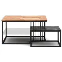 AEA Table basse Table d'appoint en bois Table 2pcs Moderne Salon