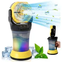 Zimilo Ventilateur avec brumisateur, réservoir d'eau de 2 000 ml, 4 vitesses, oscillation à 90°, veilleuse RGB, refroidisseur d'air avec télécommande