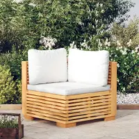 The Living Store Canapé d'angle de jardin avec coussin crème en teck massif