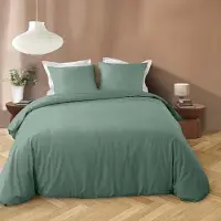 Douceur d'intérieur Parure de lit - - LIAM - Microfibre - 240 x 220 cm - Sauge