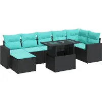 vidaXL Ensemble de jardin canapé 8 pièces avec coussins noir poly rotin