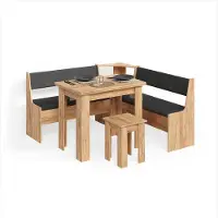 Livinity Groupe de banquettes d'angle Tiberio Chêne de force doré 150x150cm avec table, Model 58921