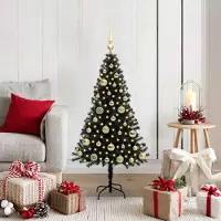 vidaXL Meuble de haute qualité Arbre de Noël avec 150 LED avec support Noir 120 cm PVC - 9686301