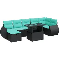 vidaXL Ensemble de jardin canapé 8 pièces avec coussins Gris Poly rotin Acacia