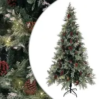 vidaXL BEI CLORIS Sapin de Noël avec éclairage et pommes de pin 225 cm PVC&PE - Sapins de Noël artificiels Nouveau1148846 2parcel