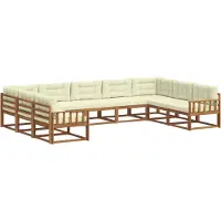 vidaXL Ensemble de salon de jardin 9 pièces, couleurs naturelles et crème