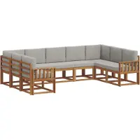 vidaXL Ensemble de canapés d'extérieur avec coussins 9 pièces Naturel et gris clair