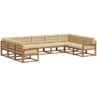 vidaXL Ensemble de salon de jardin 9 pièces, couleurs naturelles et beige