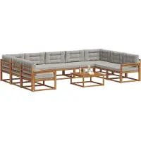 vidaXL Ensemble de canapés d'extérieur avec coussins 10 pièces Naturel et gris clair