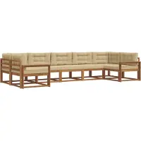 vidaXL Ensemble de canapés d'extérieur avec coussins 7 pièces Nature et Beige