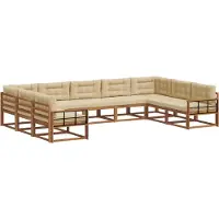vidaXL Ensemble de salon de jardin 9 pièces, couleurs naturelles et beige