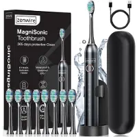 Zenwire Brosse à dents sonique - magnétique - électrique - pour adultes - pour enfants - noire - MagniSonic 506 - 6 programmes de nettoyage