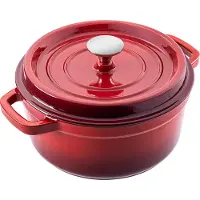 Kadax Marmite en fonte 4,5 litres, Ø 23 cm, cocotte en fonte émaillée, marmite ronde avec couvercle, cocotte pour mijoter, rôtir, cuire et cuisiner, marmite à rôtir (rouge)