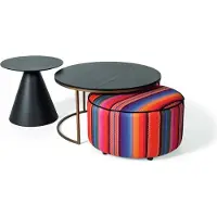 Xl Moebel Gmbh Ensemble de salon design 3pcs Luxur 2x table basse et tabouret bois meuble