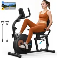 Merach Vélo de Rééducation , Pliable, Résistance Magnétique 8 Niveaux, Écran LCD, Élastiques, Capteur Cardiaque