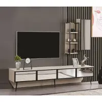 Xl Moebel Gmbh Luxe salon ensemble support TV et 2x armoire murale en couleur blanche nouveau
