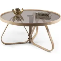 AEA Table basse design luxe table en verre café rond salon table en bois