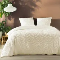 Douceur d'intérieur Parure de lit - - Heltie - Microfibre - 260x240cm - Ecru
