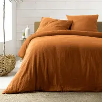 Douceur d'intérieur Parure de lit - - ANGELIA - Gaze de coton - 260 x 240 cm - Marron Claire Naturel