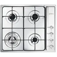 Smeg Table de cuisson à gaz encastrable en acier inoxydable SR64S 4 brûleurs