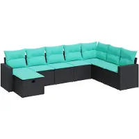 vidaXL Ensemble de jardin canapé 8 pièces avec coussins noir poly rotin