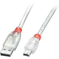 Lindy 41785 Câble USB 2.0 A/mini-B 5m USB High Speed, transparent